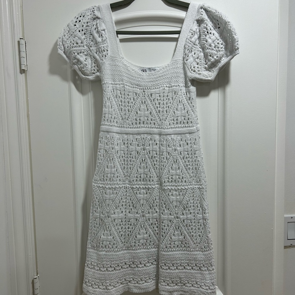 Zara crochet white dress